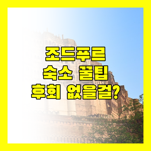 인도 조드푸르 여행, 놓치면 후회할 숙소 꿀팁 대방출!